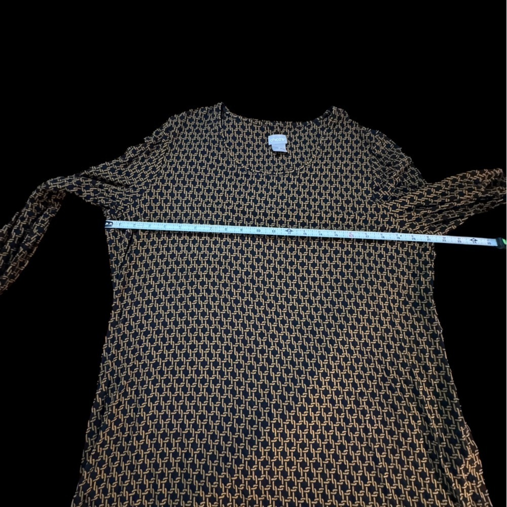 Chico's Black and Gold Chain Pattern Top